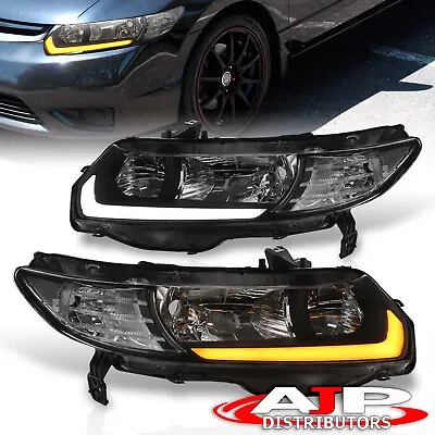 Black OE Style Head Lights Lamps W/ LED DRL Signal For 2006-2011 Honda Civic FG1 • $204.99