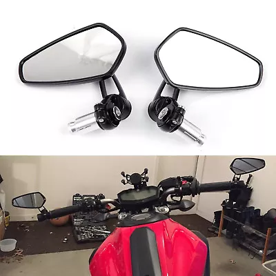 Universal  Motorcycle 7/8  Handle Bar End Rearview Side Mirrors For Honda Yamaha • $27.03