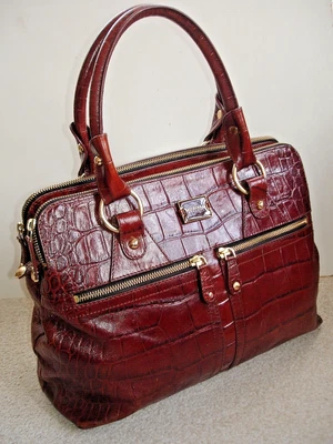 £14.99 • Buy Modalu Pippa Large Reddy Brown Leather Croc Print Handbag With Dustbag