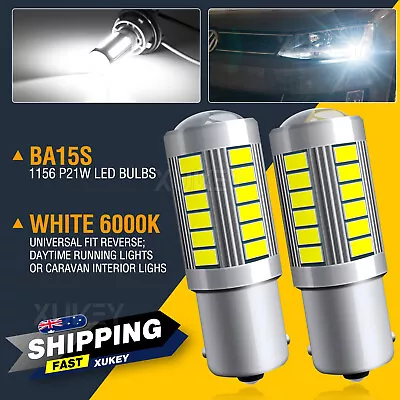 2pc LED Light Bulb 1156 R5W BA15S Brake Reverse Turn Stop Tail White Globe 12V • $11.05