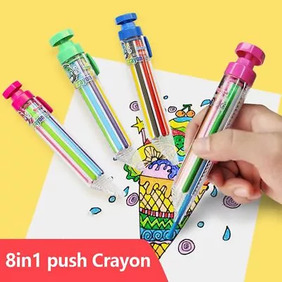 8 In 1 Multicolor Crayons Push Style DIY Replaceable Oil Pastel Colored Pencil_ • £3.77