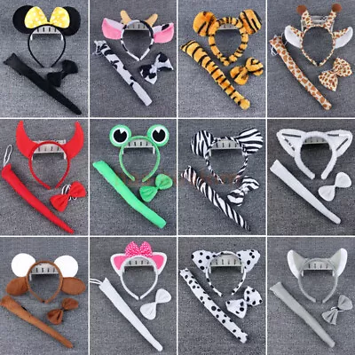 NEW 3Pc Animal Set Costume Dress Up Party Bowtie Tail Ears Baby Kids Adults AU • $16.88