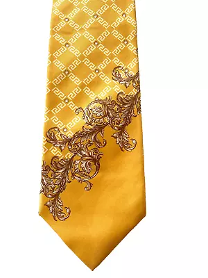 NEW VERSACE Medusa Head Logo Baroque Icon Chain Print Men's Silk Tie Gold ITALY • $189.99