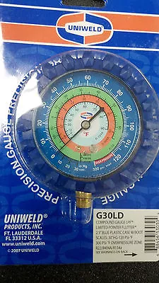 Gauge Refrigeration R22 R134A R404a -30 To 300 BLUE LOW SIDE 2.5  • $19.95