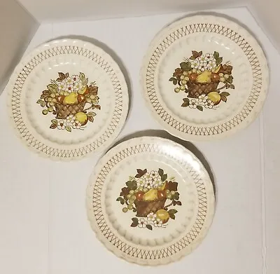 Lot Of 3 Vintage MCM Vernon Ware Metlox Fruit Basket Dinner Plates 10 3/4  • $12