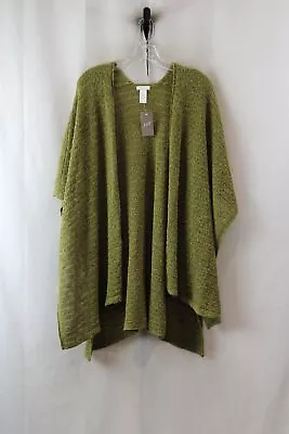 NWT J.Jill Women's Green Textured Knit Sweater Cardigan Cape Sz OS • $9.99