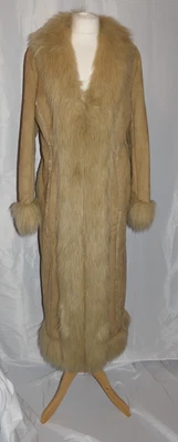 £75 • Buy Vintage Dorothy Perkins Beige Faux Shearling Maxi Penny Lane Afghan Coat Uk 14