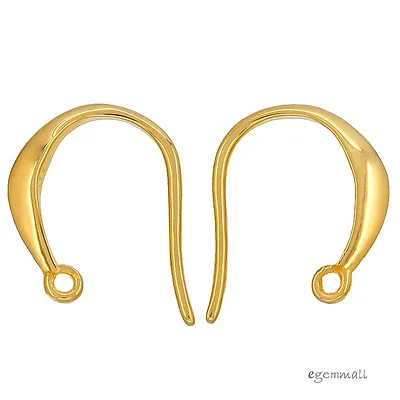 $6.09 • Buy Fine 24kt Gold Plated Sterling Silver Convex French Fish Hook Ear Wire #51795