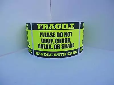 250 Sticker FRAGILE HANDLE/CARE DO NOT DROP CRUSH BREAK SHAKE Fluor Chartreuse • $19.10