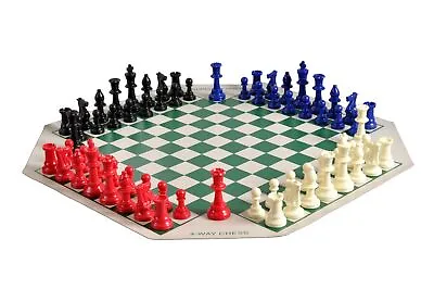 Four Player Chess Set Combination - Single Weighted 4-Player Vinyl Board • $36.95