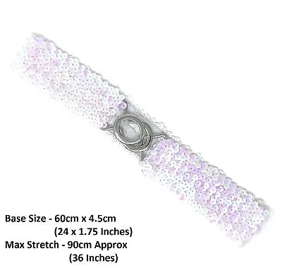 *UK* Sequin White Stretch Elastic Slim Belt Waistband Corset Paillette New Gift • £4.99