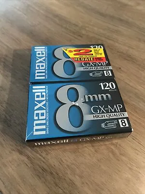 MAXELL GX-MP 120 HIGH QUALITY 8mm CAMCORDER VIDEO TAPES - LOT OF 2 NEW SEALED • $23.49