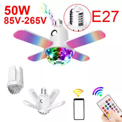 50W Smart LED Light Bulb E27 RGB Colour Bluetooth Speaker Music Lamp With Remote • $24.52