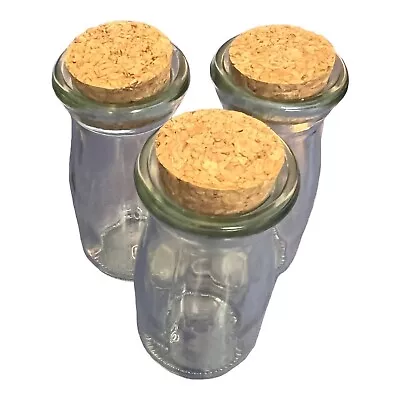 3- Apothecary Glass Jars With Cork Lids  For Spices Candles Crafts Storage 6 Oz • $11.99