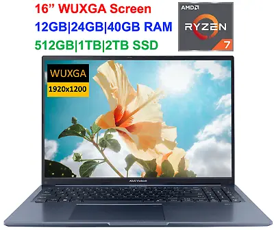 2024 ASUS Laptop Vivobook 16  WUXGA AMD Ryzen 7 5800HS Upto 40GB RAM & 2TB SSD • $569