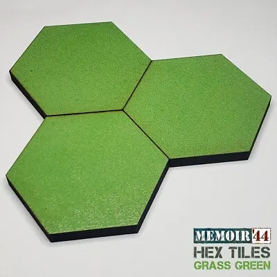 Memoir 44 Grass Green Full Hex 6mm Terrain Riser Blank Tile Bases | PACK Of 16 • $15