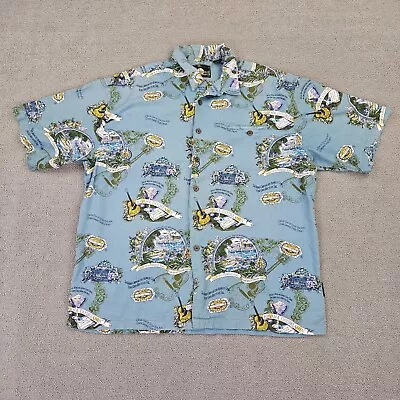 Jimmy Buffet Shirt Mens 2XL Margaritaville Sailing Print Blue Button Up • $24.99