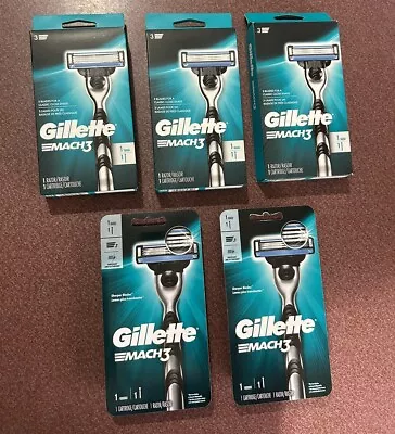 GILLETTE MACH 3 Set Of 5 Packs Of 3 Blade 1 Razor 1 Cartridge BRAND NEW • $20