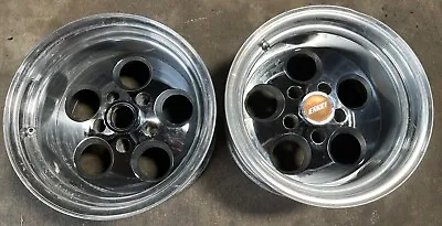 (2) Pair Rear Enkei 15x10 Wheels 5x4.75 Chevy Lug Pattern Deep Dish -29 Offset • $499.99