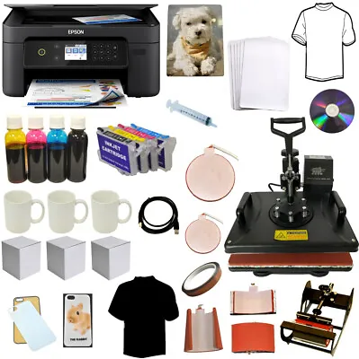 5in1 Combo Heat Press Transfer Wireless PrinterSublimation InkTshirtMugPlate • $440.81