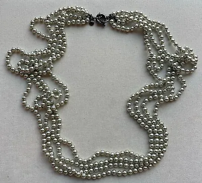 $40 • Buy J. Crew Four Strand Faux Pearl Necklace Gunmetal Gray Knotted Elegant Class 35 