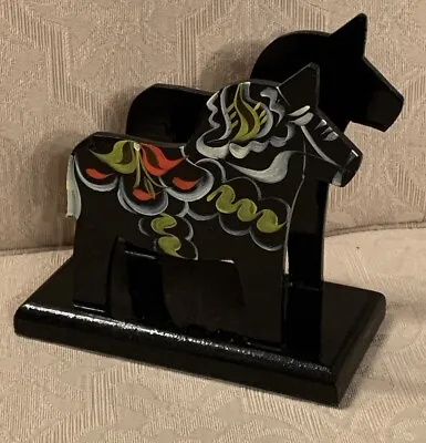 Vintage DALA Painted Black Horse Napkin Holder Nils Olsson Sweden Scandinavia • $17.99