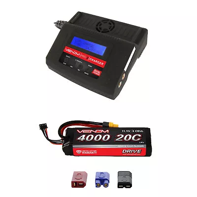 Venom 20C 3S 4000mAh 11.1V LiPo Battery With Pro 2 Charger Combo • $125.98