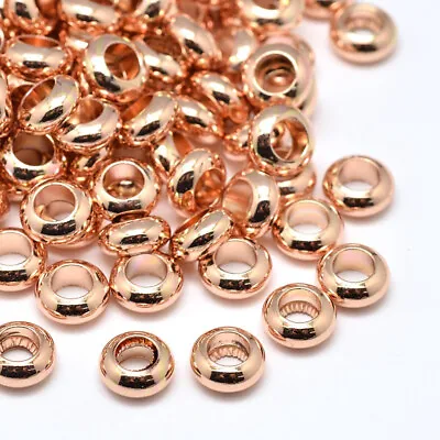10x Rose Gold Plated Spacer Flat Round Beads - 7mm UK • £3.49
