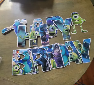 Monsters Inc University Birthday Banner Party Decor Decorations Sulley Mike DIY • $15.99