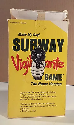 Subway Vigilante Game - The Home Version - Make My Day! - Paperback Games - 1985 • $49.99