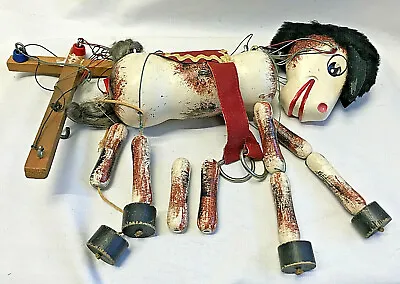Vtg 1960s? Pelham? Horse Marionette Puppet Pony Cross Handle England Red Saddle • $34.95