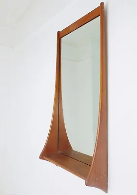 Stunning Vintage Danish Teak Jansen Spejle Wall Mirror / Hall Mirror With Shelf • £525