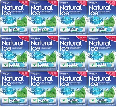 Lot Of 12 Mentholatum Natural Ice Medicated Original Spf 15 Lip Protectant Balm • $15.77