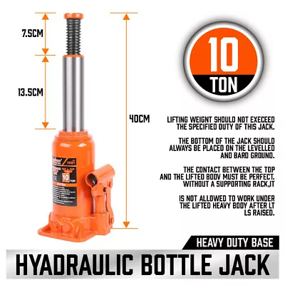 10 Ton Hydraulic Bottle Jack Metal Lift HEAVY DUTY STEEL CAR VAN SUV UTE LIFTER • $50.59