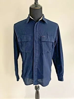 Vtg Tommy Hilfiger Navy Blue Cotton Button Front Work Utility Shirt Mens Sz M • $19.99