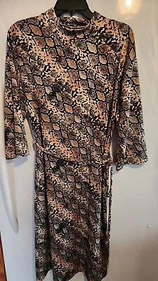 Zara Snakeskin Midi Dress Ladies Size Large Cute • $11.60