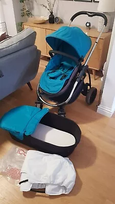 ICandy Strawberry 2 Pram/Carrycot Travel System. Turquoise. Good Condition! • £80