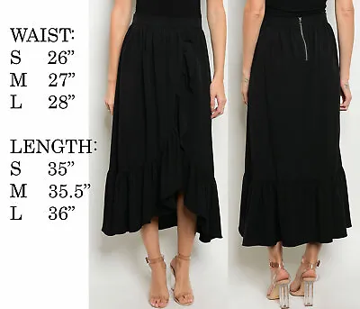 $14 • Buy Fashion Casual Womens Boho Ruffled High Waist Below The Knee Midi Skirt