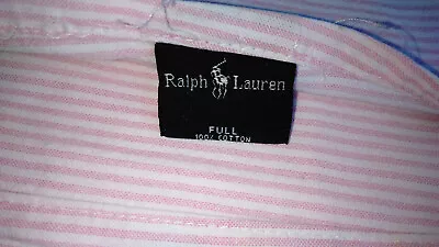 Ralph Lauren Oxford Pink Stripe Full Flat Sheet & 2 Matching Pillowcases -Cotton • £67.55