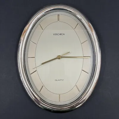 Vintage Verichron Quartz Wall Clock Oval Shape Midcentury • $25