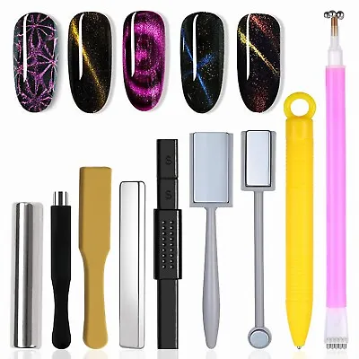 9Pcs Cat Eye Magnet For Nails UV Gel Polish Magnet Pens Sticks Nail Art Pen Tool • $13.49