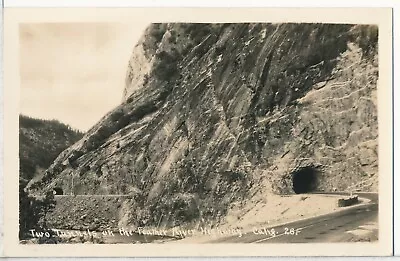 2 Tunnels On Feather River Hwy Plumas Co. CA. Real Photo Postcard C-1940 • $4