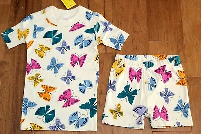 NEW Hanna Andersson BUTTERFLY PAJAMAS Size 4 100 Girls Organic Short Johns PJs • $25.45