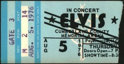 Elvis Presley-1976 Concert Ticket Stub-Fayetteville NC-Cumberland County Arena • $250