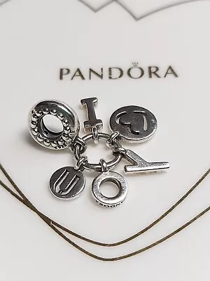 Genuine Pandora Silver   Dangly  I Love You  Pink CZ Charm 925 ALE • £12