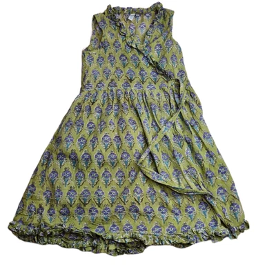$35 • Buy Anokhi Koki Kids Indian Cotton Blockprint Wrap Dress Size 6-7 100% Cotton Ex Con