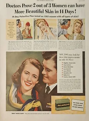 1944 Palmolive Soap Vintage Print Ad More Beautiful Skin In 14 Days • $14.95