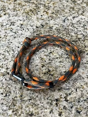 New Orange And Black Double Loop Paracord Bracelet With Black Metal Clasp • $15
