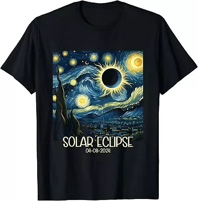 Van Gogh Starry Night Total Solar Eclipse April 8 2024 Unisex T-Shirt • $16.99