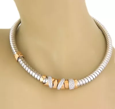 La Nouvelle Bague Diamond 18k Rose White Gold Tubogas Style  Necklace • $8300